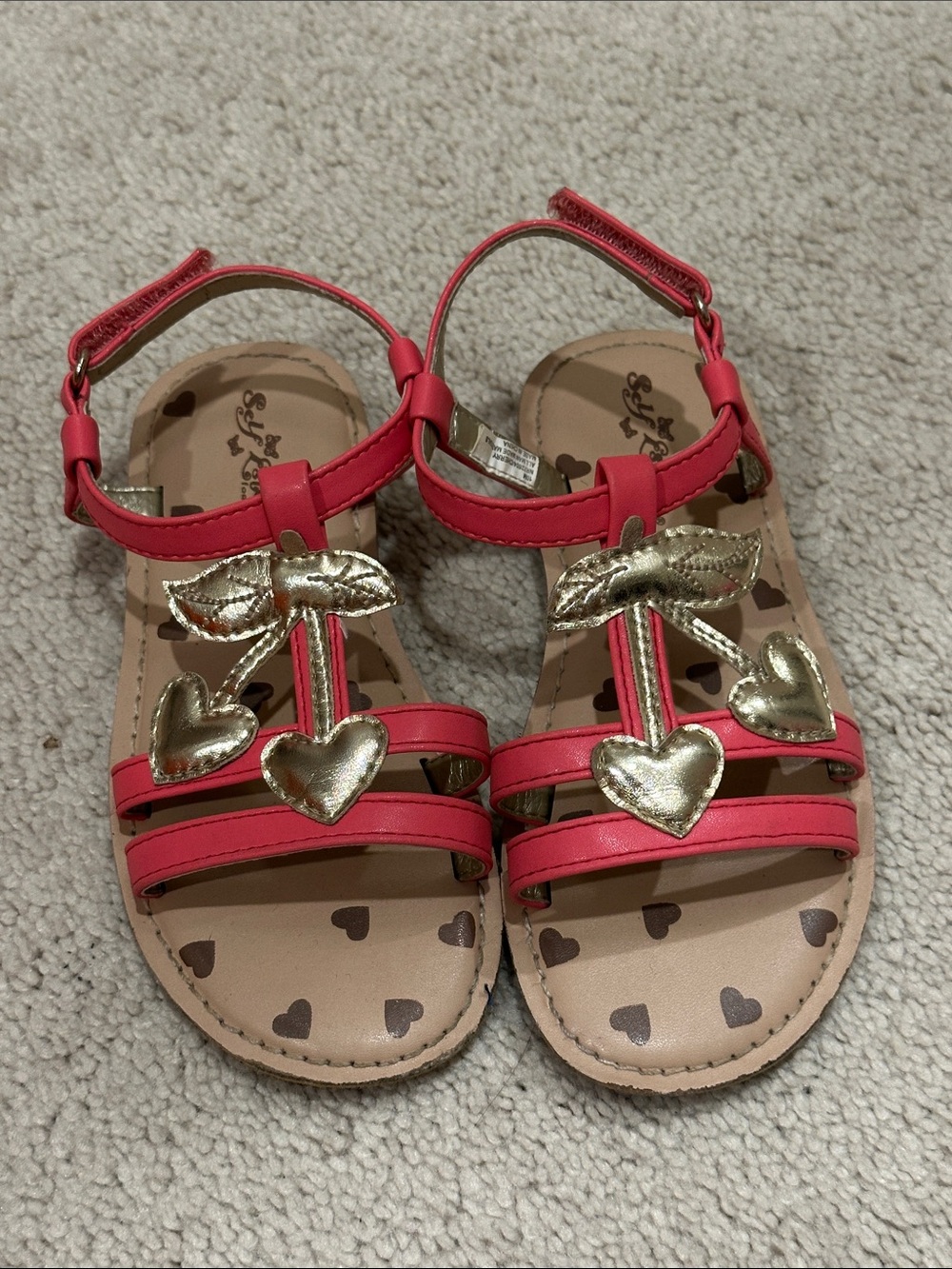 MIA Girls Pink Sandals with Gold Heart Accents